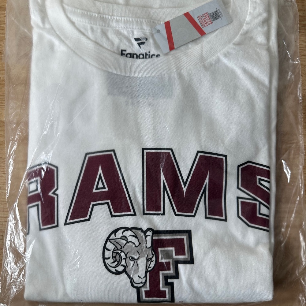 FANATICS WHITE - FORDHAM RAMS PROUD MASCOT T-SHIRT SHORT SLEEVE - SIZE XL - NEW!